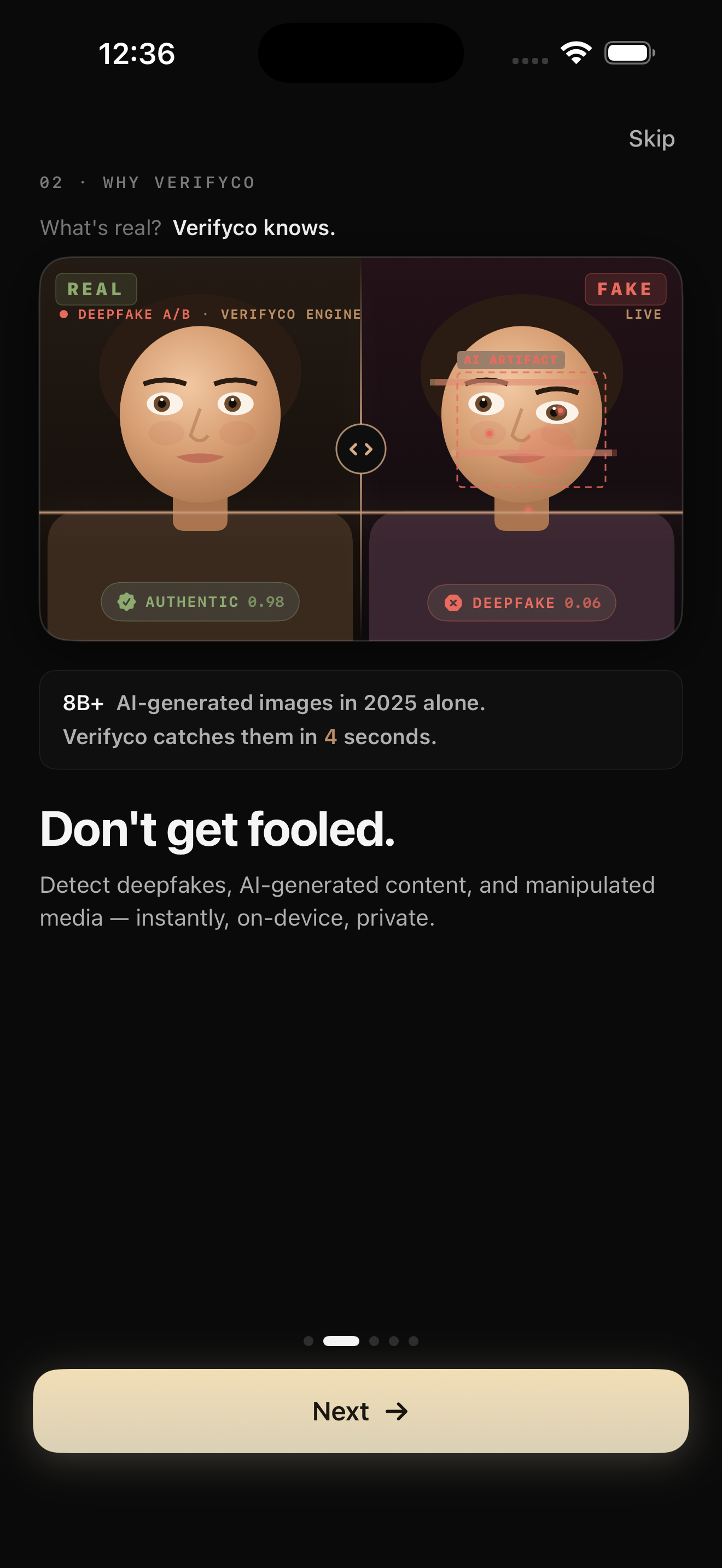 Real vs fake A/B verdict